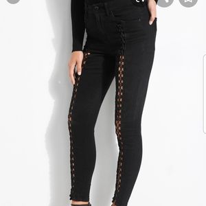 GUESS? Super High Rise Lace Up Skinny Jeans NWT!